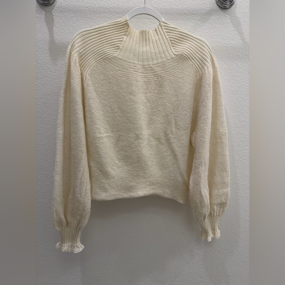 Free People Elderflower Cream Women's Balloon Sleeve Sweater